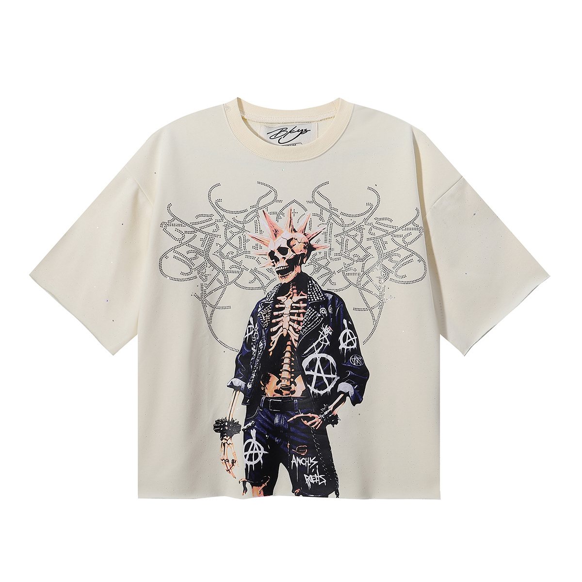 BKYS Revival Skeleton Rhinestone Graphic T-Shirt ¡ª front