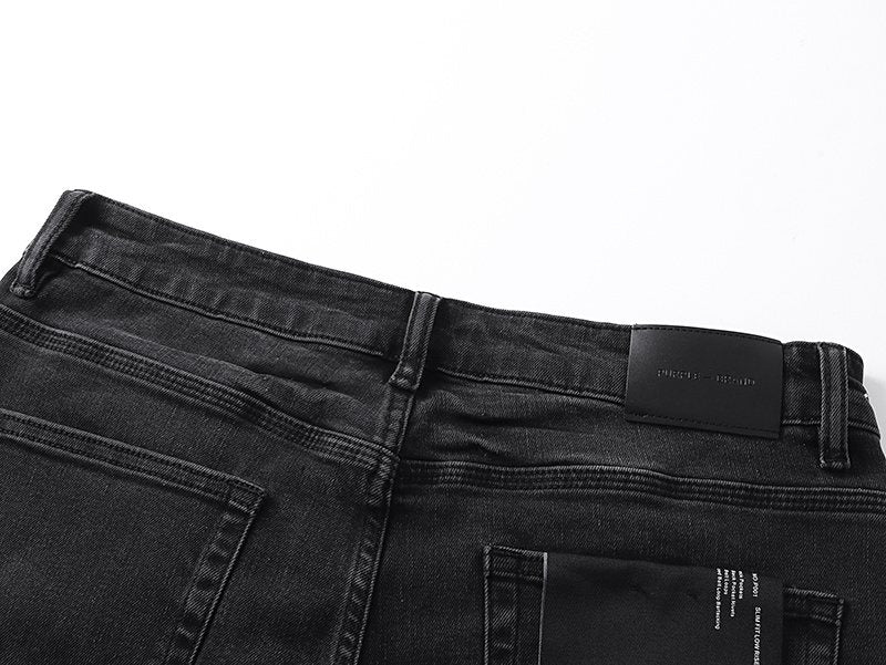 Purple Brand Black Paint-Splatter Distressed Flared Jeans ¡ª detail