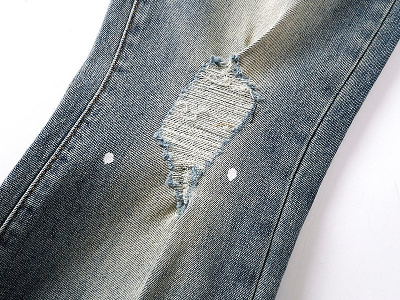 Purple Brand Paint-Splatter Distressed Bootcut Jeans ¡ª detail