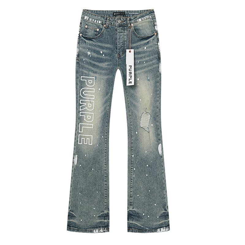 Purple Brand Paint-Splatter Distressed Bootcut Jeans ¡ª front