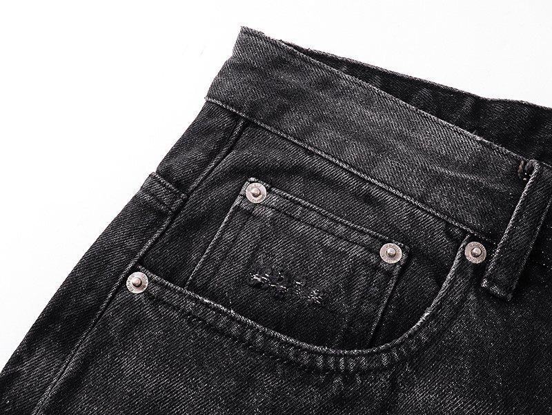 Purple Brand Black Distressed Ripped-Knee Jeans ¡ª detail