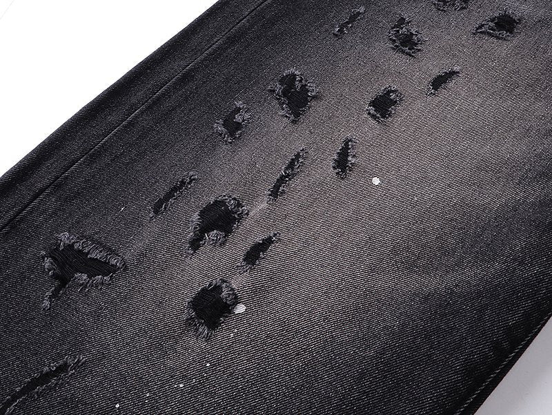 Purple Brand Black Paint-Splatter Distressed Jeans ¡ª detail