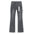 Purple Brand Charcoal Gray Paint-Splatter Cargo Jeans ¡ª hero