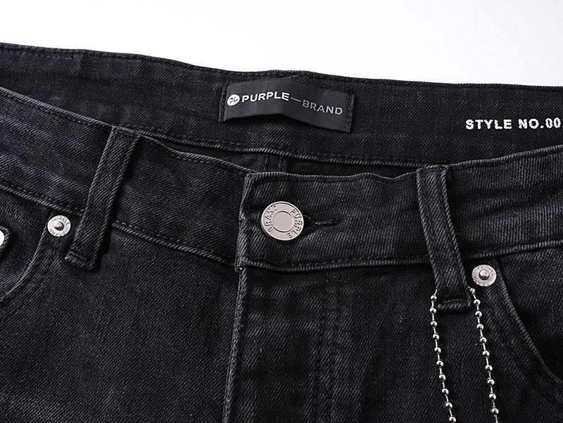 Purple Brand Black Distressed Flared Jeans ¡ª detail
