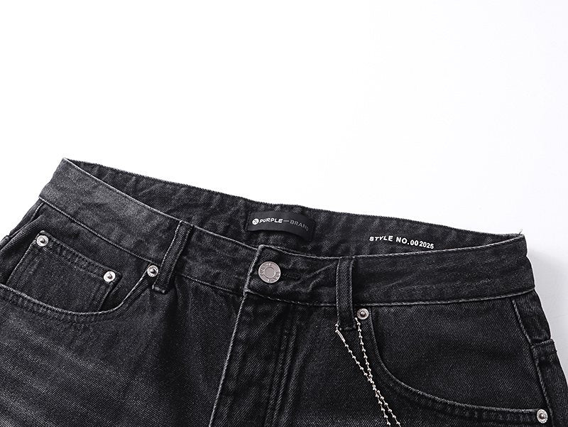 Purple Brand Black Distressed Straight-Leg Jeans ¡ª detail