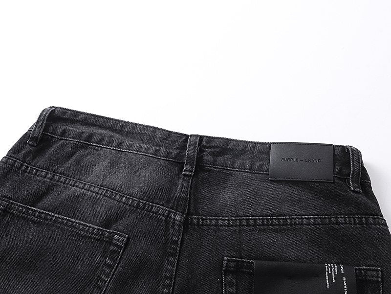 Purple Brand Black Distressed Straight-Leg Jeans ¡ª detail
