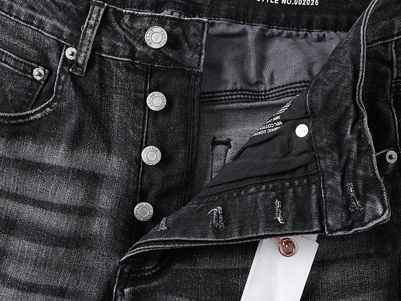 Purple Brand Washed Black Embroidered Jeans ¡ª detail