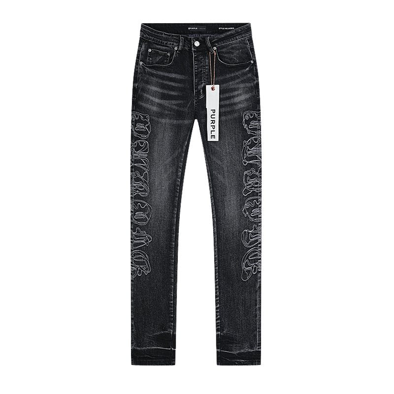 Purple Brand Washed Black Side-Leg Graphic Jeans ¡ª hero