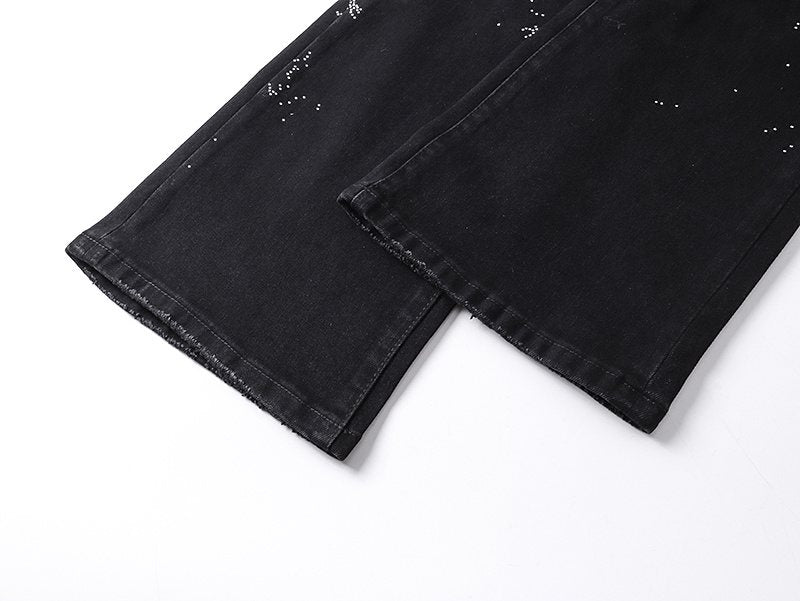 Purple Brand Rhinestone Splatter Black Jeans ¡ª detail