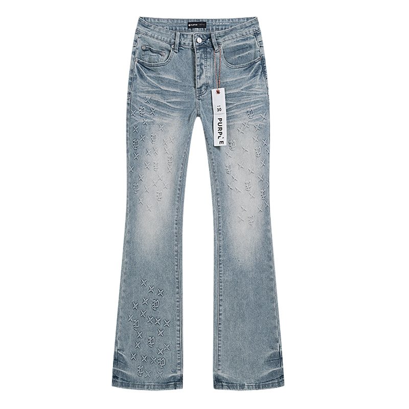 Purple Brand Light Blue Embossed Lower-Leg Jeans ¡ª hero