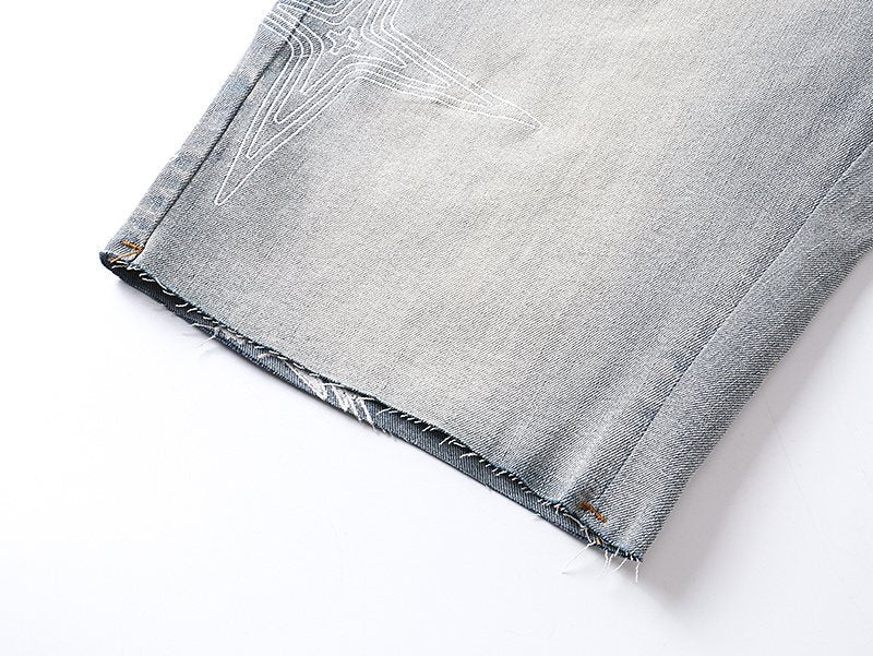 Purple Brand Star Graphic Denim Shorts ¡ª detail
