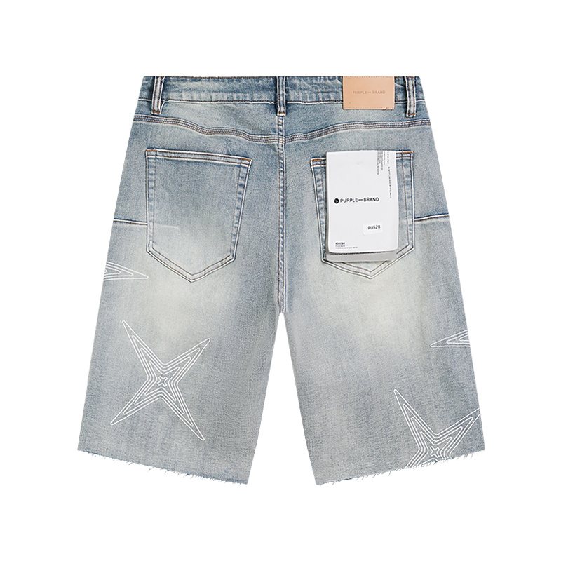 Purple Brand Star Graphic Denim Shorts ¡ª back