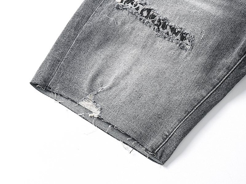 Purple Brand Distressed Gray Denim Shorts ¡ª detail