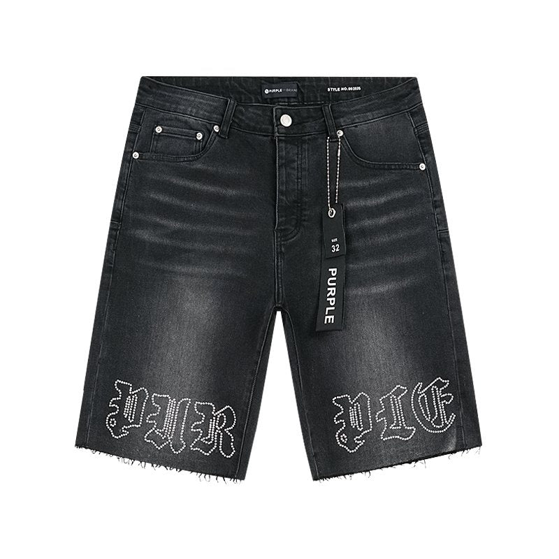 Purple Brand Rhinestone Graphic Denim Shorts ¡ª hero
