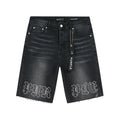 Purple Brand Rhinestone Graphic Denim Shorts ¡ª hero