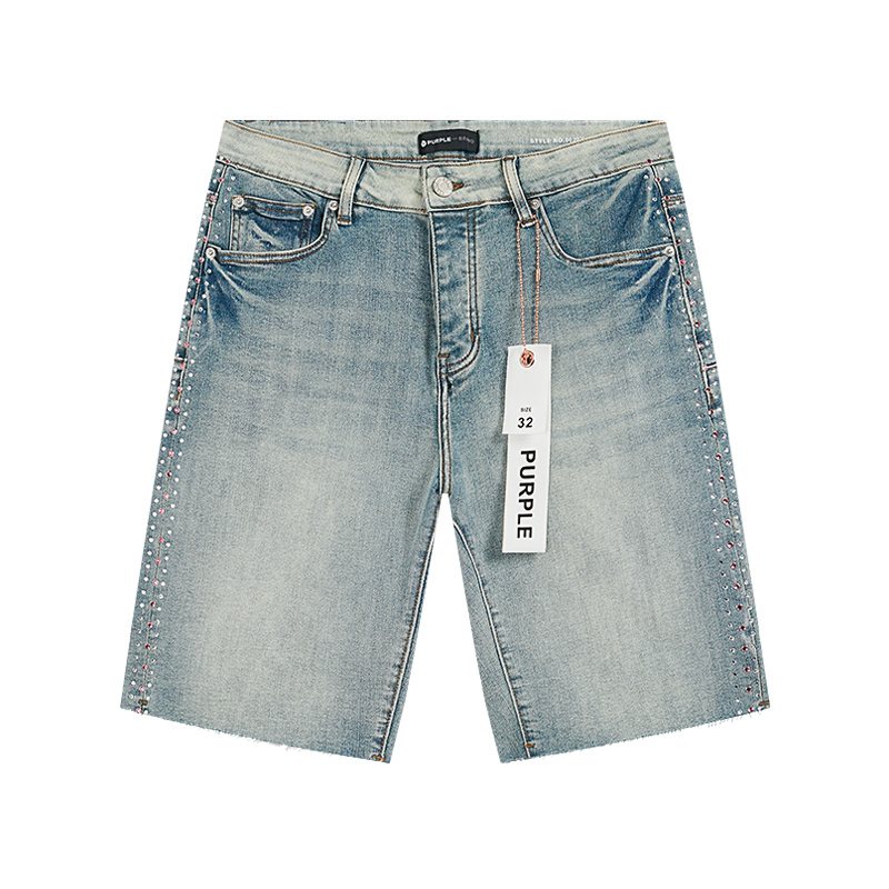 Purple Brand Light Blue Studded Denim Shorts ¡ª hero