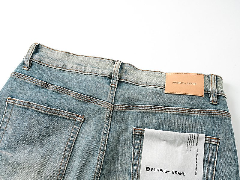 Purple Brand Light Blue Studded Denim Shorts ¡ª detail