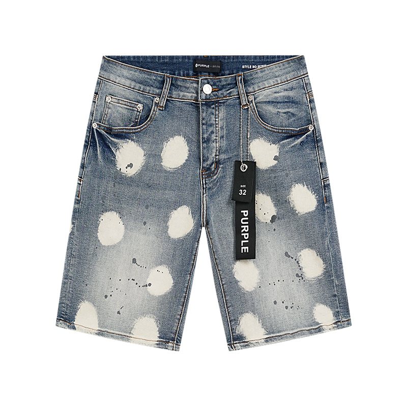 Purple Brand Bleach Splatter Denim Shorts ¡ª hero