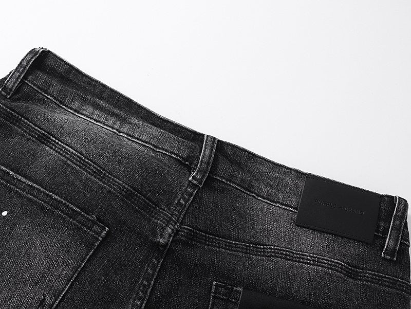 Purple Brand Distressed Paint-Splatter Denim Shorts ¡ª detail