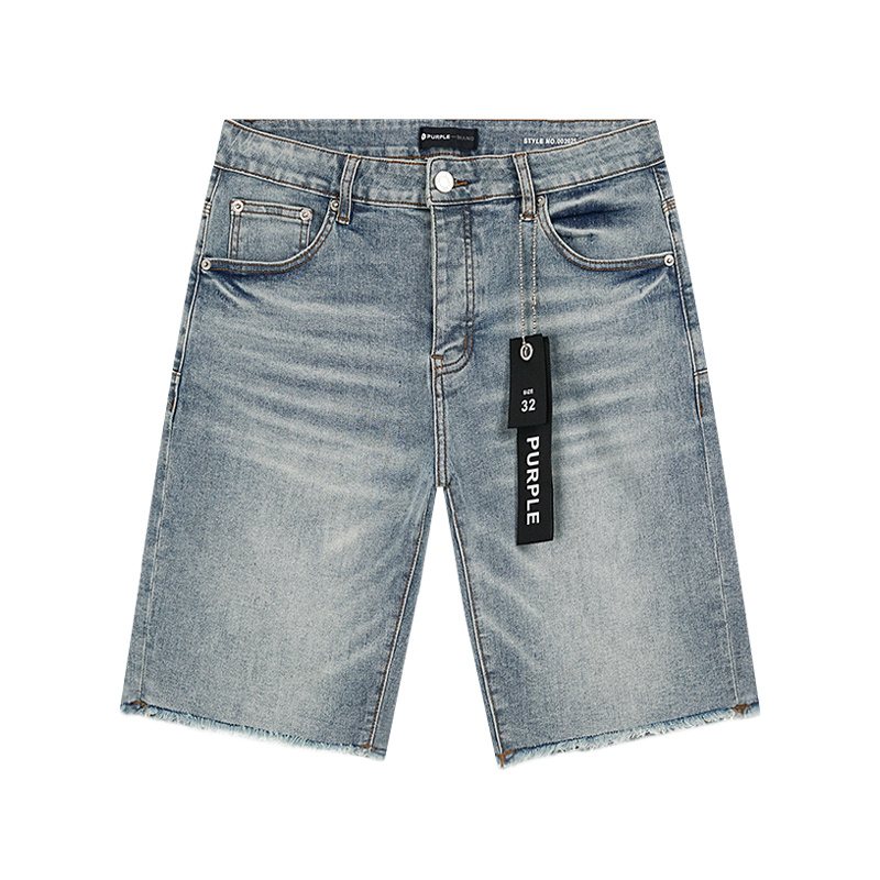 Purple Brand Light Blue Raw Hem Denim Shorts ¡ª hero