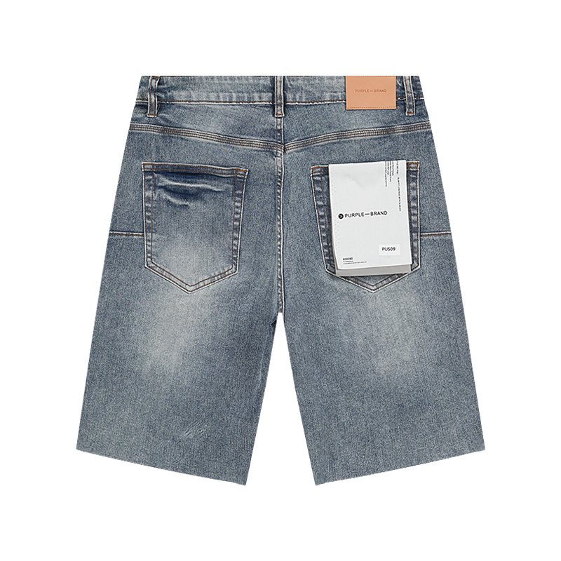 Purple Brand Blue Radiating Stripe Denim Shorts ¡ª back
