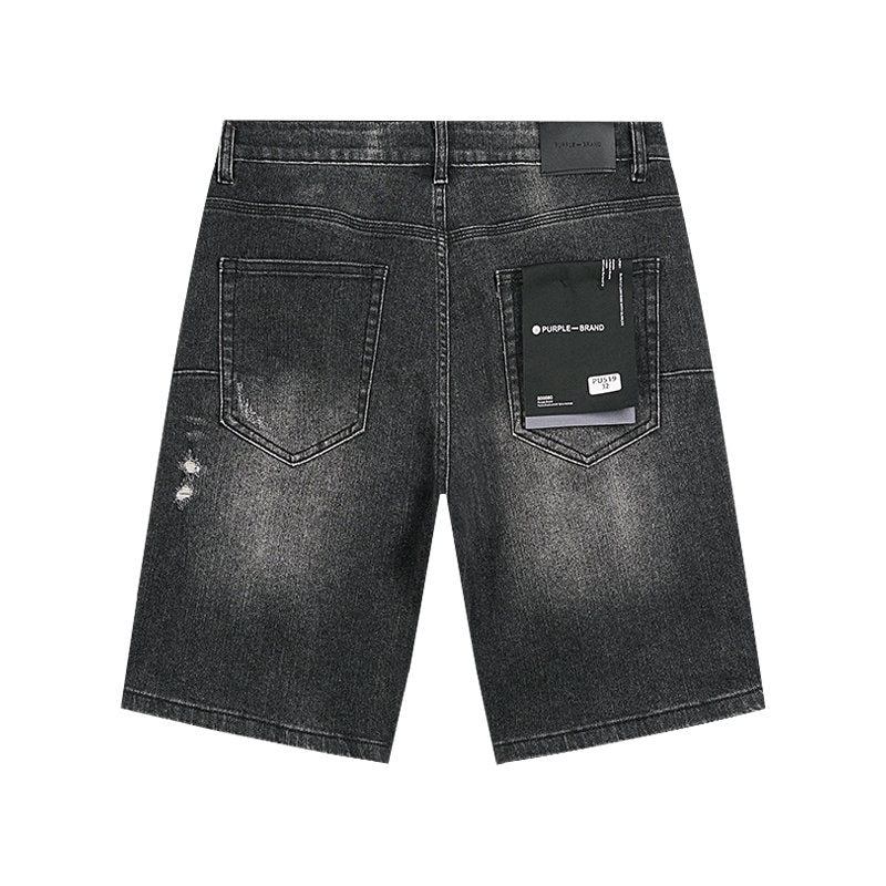 Purple Brand Washed Black Distressed Denim Shorts ¡ª back