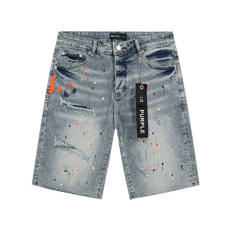 Purple Brand Paint Splatter Denim Shorts ¡ª hero