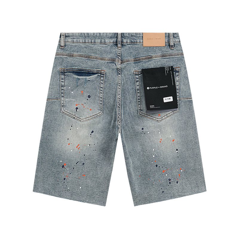 Purple Brand Paint Splatter Denim Shorts ¡ª back