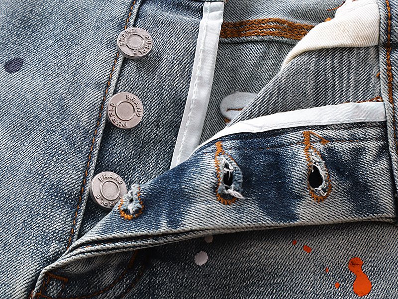 Purple Brand Paint Splatter Denim Shorts ¡ª detail