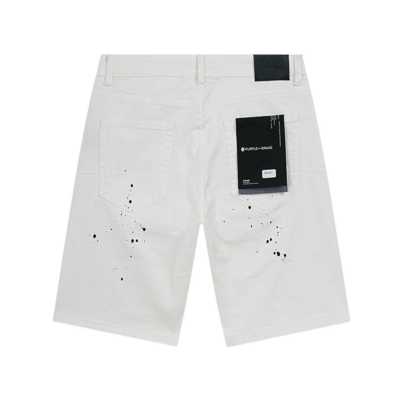 Purple Brand White Paint-Splatter Denim Shorts ¡ª back