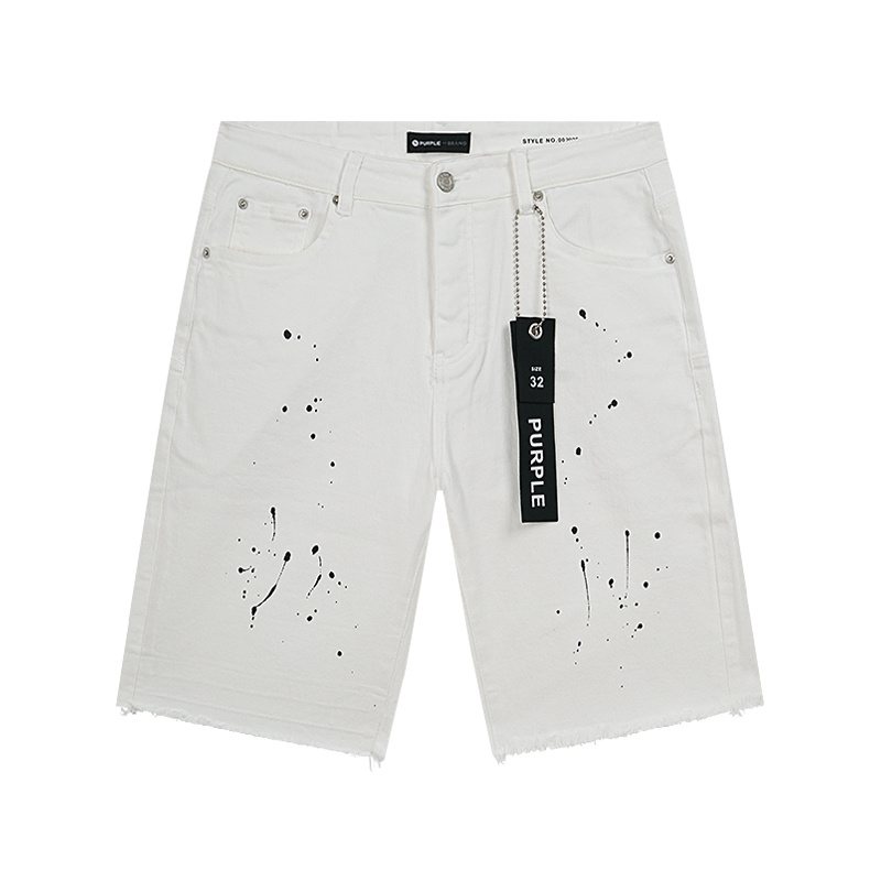 Purple Brand White Paint-Splatter Denim Shorts ¡ª hero