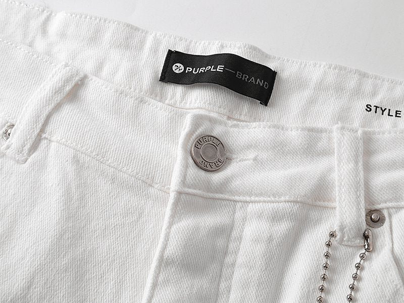 Purple Brand White Paint-Splatter Denim Shorts ¡ª detail