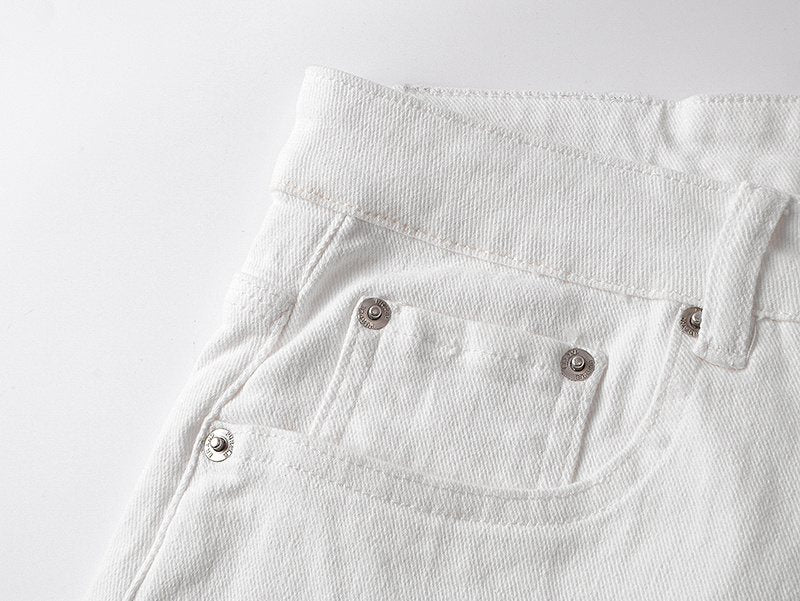 Purple Brand White Paint-Splatter Denim Shorts ¡ª detail
