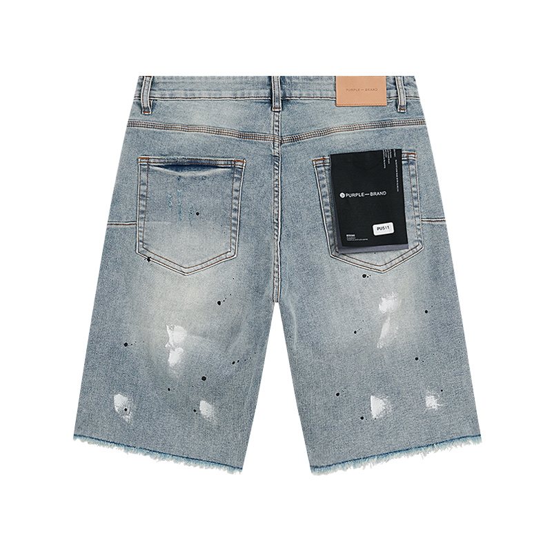 Purple Brand Light Blue Distressed Denim Shorts ¡ª back