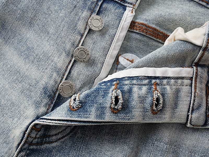 Purple Brand Light Blue Distressed Denim Shorts ¡ª detail