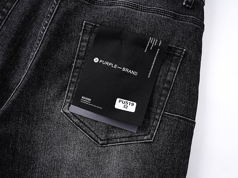 Purple Brand Black Wash Distressed Denim Shorts ¡ª detail