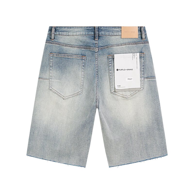 Purple Brand Light Blue Raw Hem Graphic Denim Shorts ¡ª back