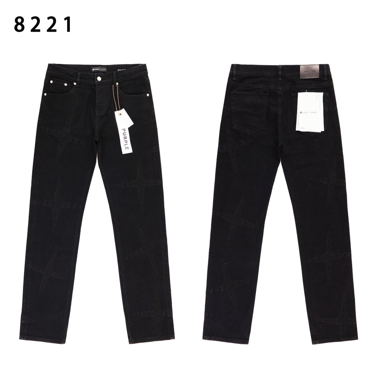 Purple Brand Star Embroidered Washed Jeans ¡ª front