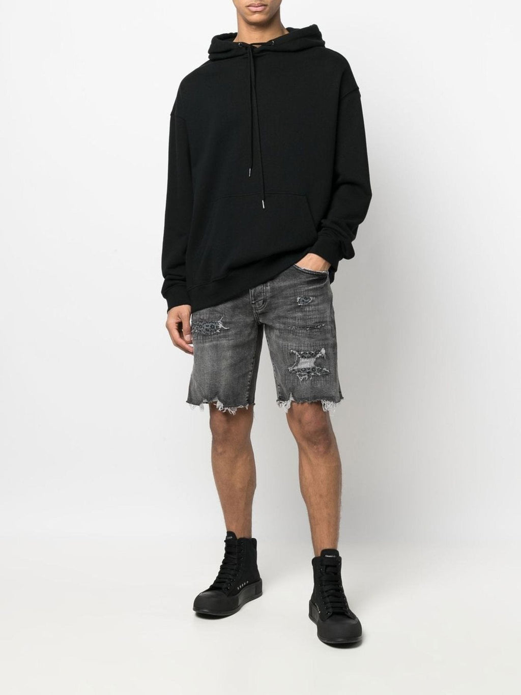 Purple Brand Distressed Patch Denim Shorts ¡ª context