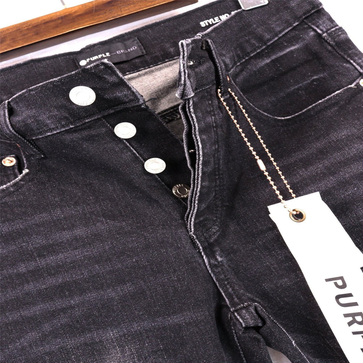 Purple Brand P001 Distressed Washed Black Slim Jeans ¡ª context