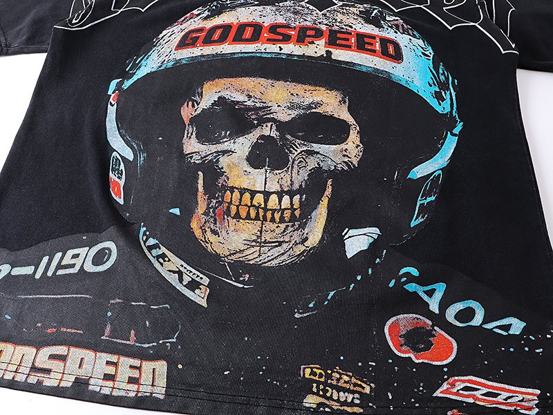 Godspeed Skull Helmet Graphic T-Shirt ¡ª detail