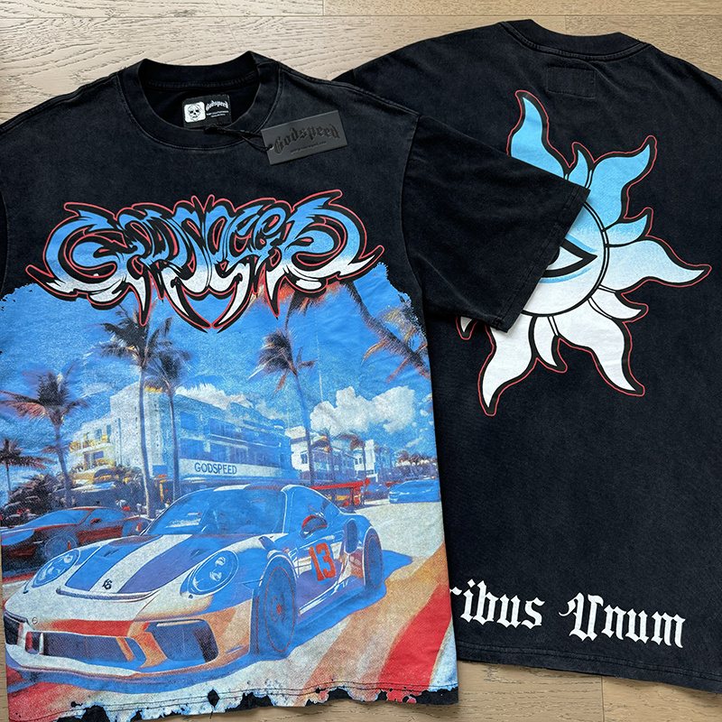 Godspeed Washed Black Car & Eye Sun Graphic T-Shirt ¡ª hang_tag