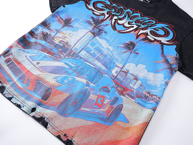 Godspeed Washed Black Car & Eye Sun Graphic T-Shirt ¡ª detail