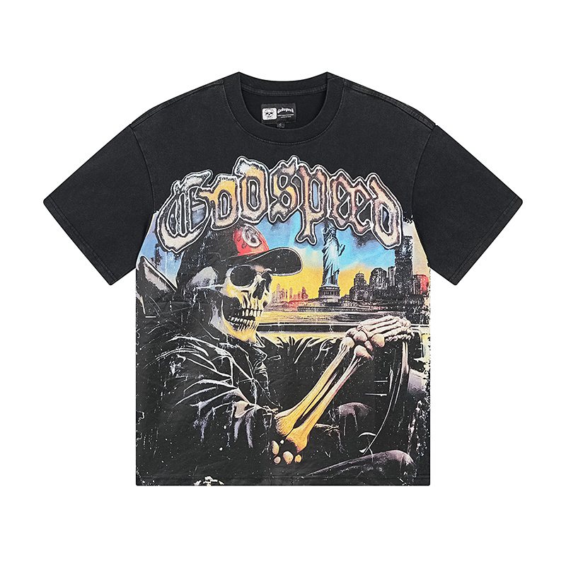 Godspeed Skull Car Graphic T-Shirt ¡ª front
