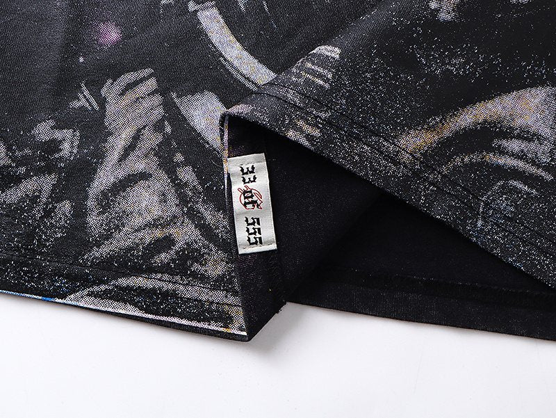 Godspeed Astronaut Skull Graphic T-Shirt ¡ª fabric_closeup