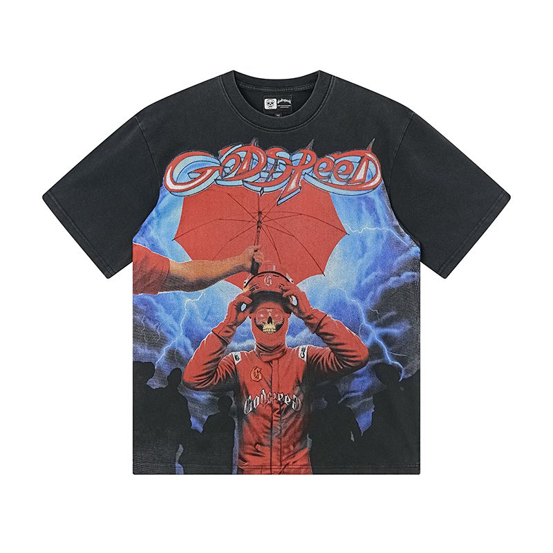 Godspeed Out of Many One Washed Black Graphic T-Shirt ¡ª hero