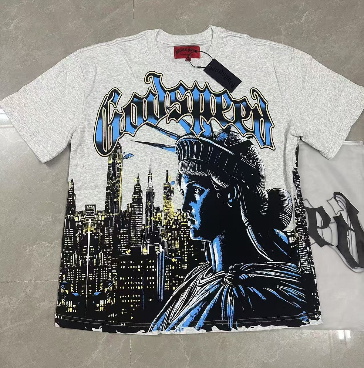 Godspeed Statue of Liberty City Graphic T-Shirt ¡ª front