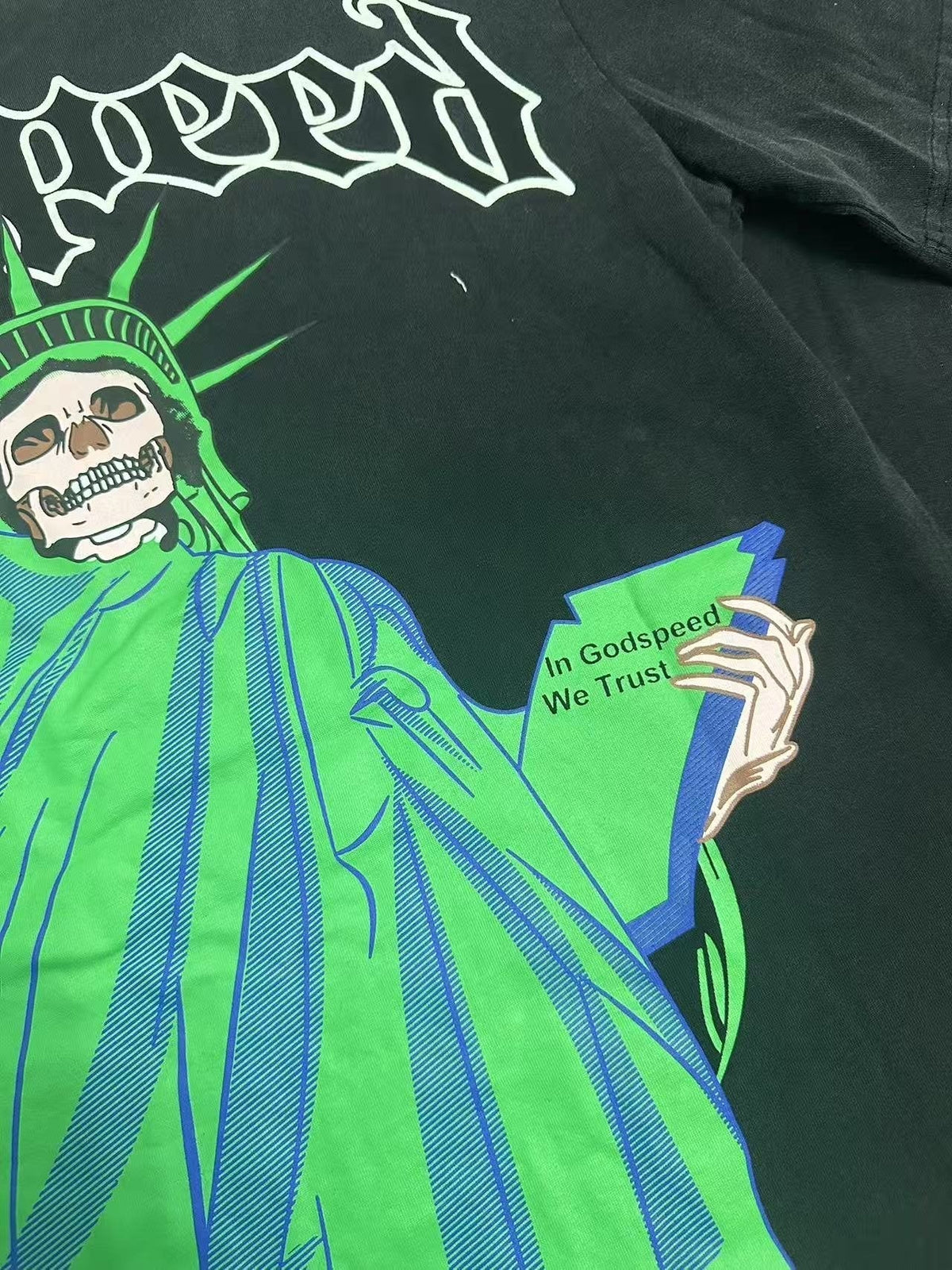 Godspeed Statue of Liberty Skull Graphic T-Shirt ¡ª detail