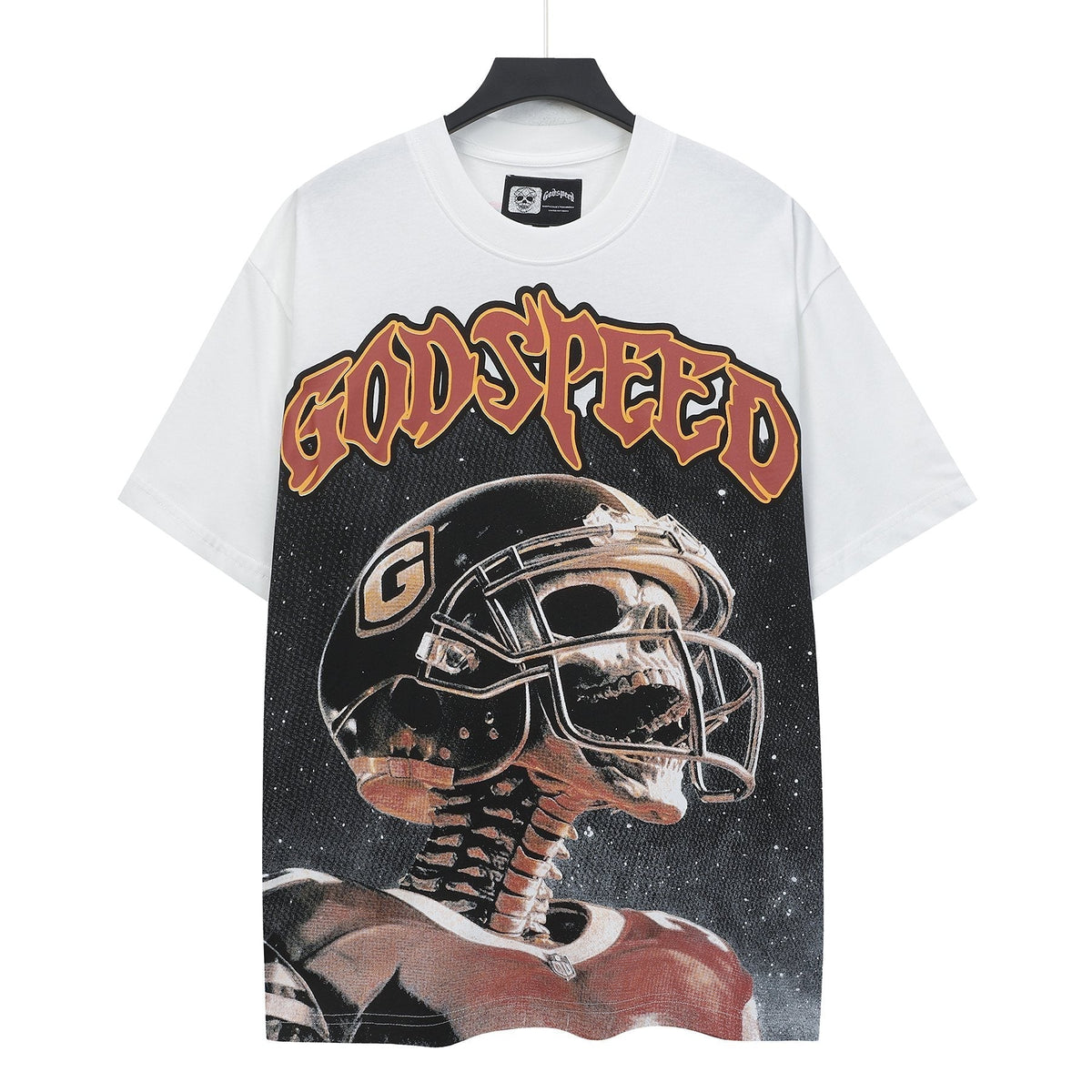Godspeed Football Skeleton Graphic Short-Sleeve T-Shirt ¡ª front