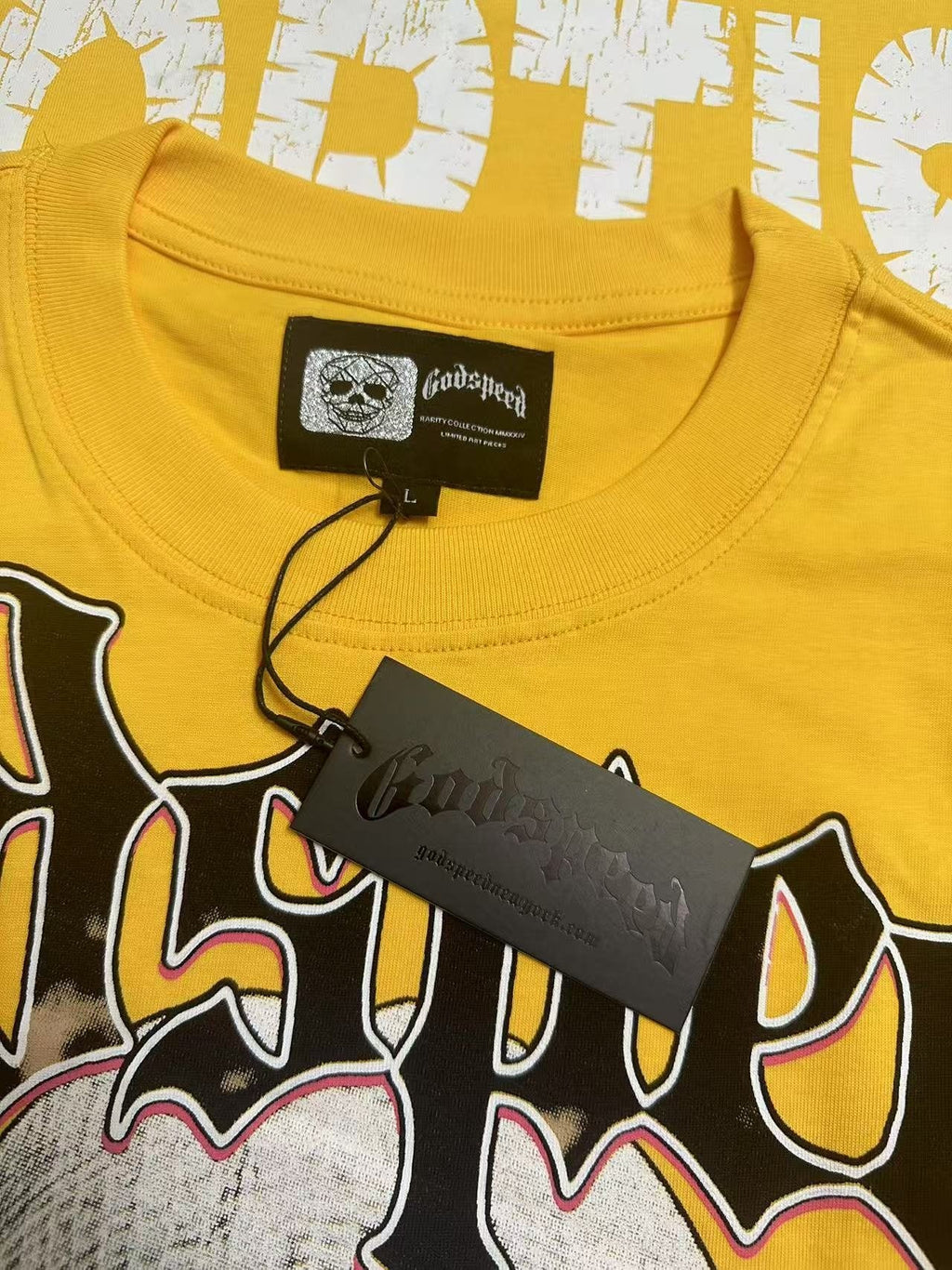 Godspeed Yellow Masked Figure Graphic T-Shirt ¡ª neck_label